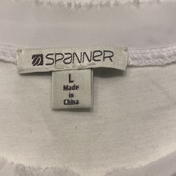 Spanner tank top silver sequence raw edges offwhite Women's Size Large Sty - Picture 3 of 7